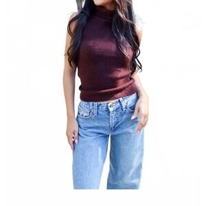 NEW LOUCIA soft brew sleeveless sweater top in brown